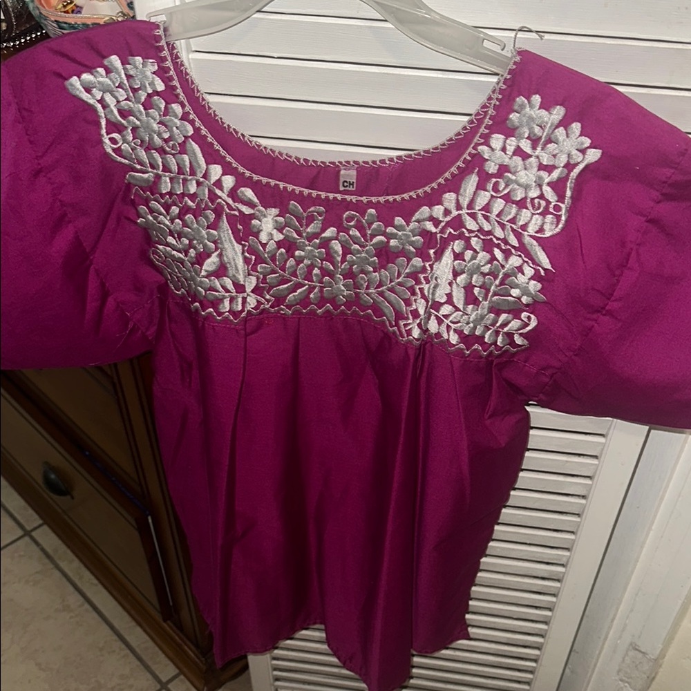 Women's Purple Embroidered Top